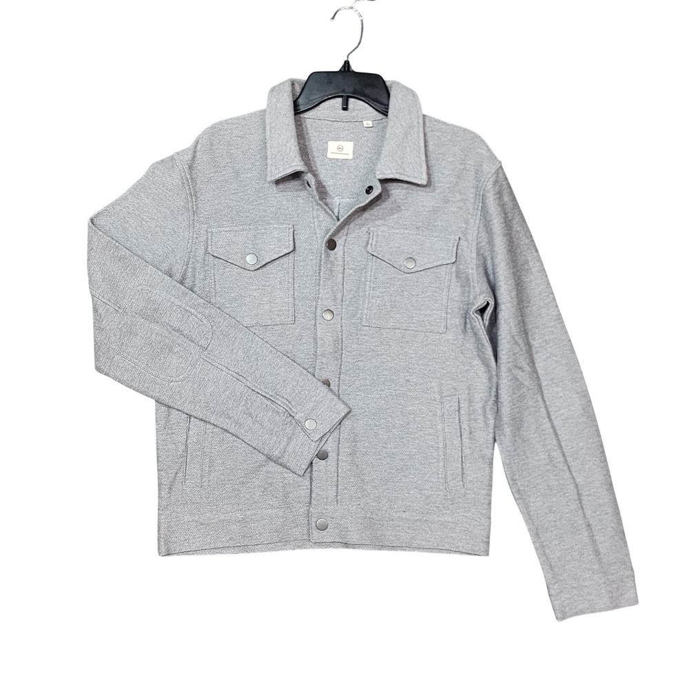 AG Adriano Goldschmied Mens‎ Knit Shirt Jacket Heather Grey Snap Front Medium